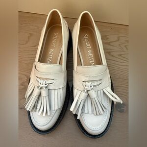 Stuart Weitzman Women's White Tassel Loafers
